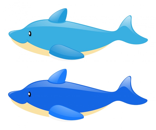 Dos delfines azules sobre fondo blanco