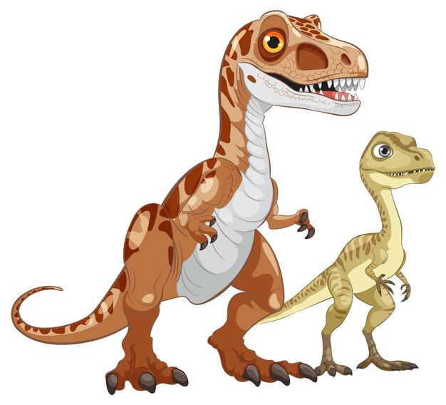 Dos dinosaurios de dibujos animados juntos