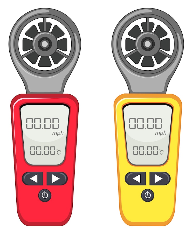 Vector gratuito dos dispositivos de medición en color rojo y amarillo.