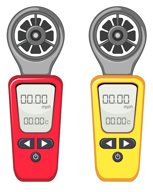 Dos dispositivos de medición en color rojo y amarillo.