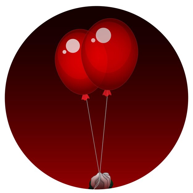 Dos globos rojos sobre fondo rojo degradado