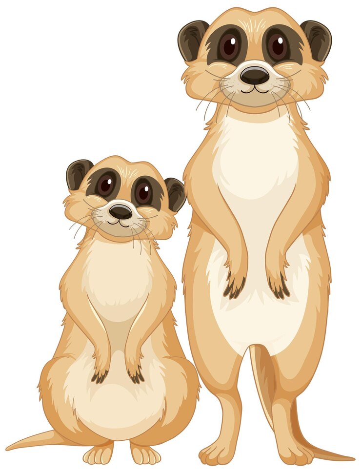 Vector gratuito dos lindas suricatas en estilo de dibujos animados