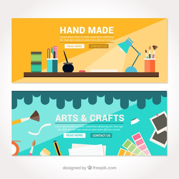 Vector gratuito dos lindos banners sobre artesanía