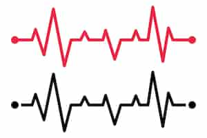 Vector gratuito dos líneas de ecg en rojo y glifo