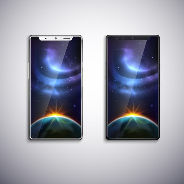 Dos modernos teléfonos con pantalla completa