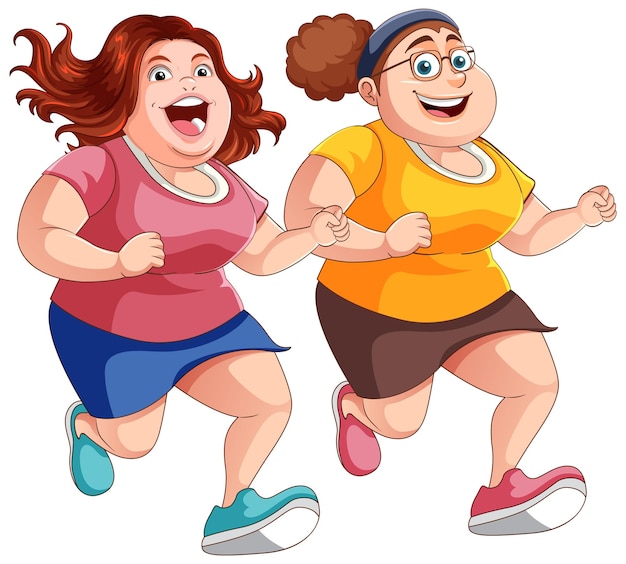 Dos mujeres gordas corriendo juntas