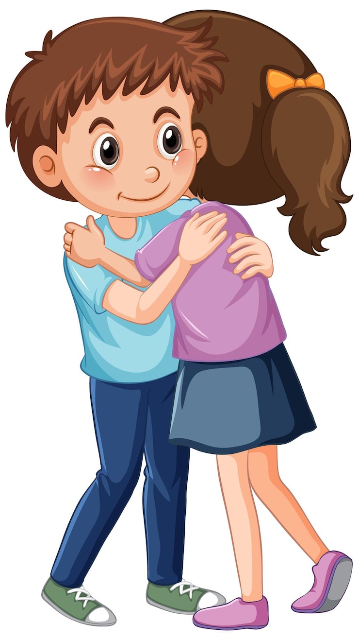 Vector gratuito dos niños abrazándose
