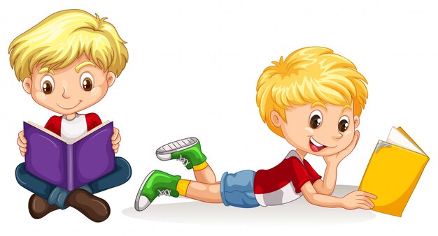 Dos niños leyendo libro