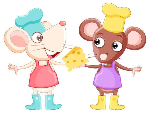 Dos personajes de dibujos animados de ratas chef