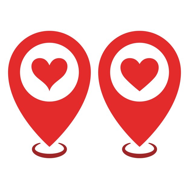 Dos pines de ubicación del corazón