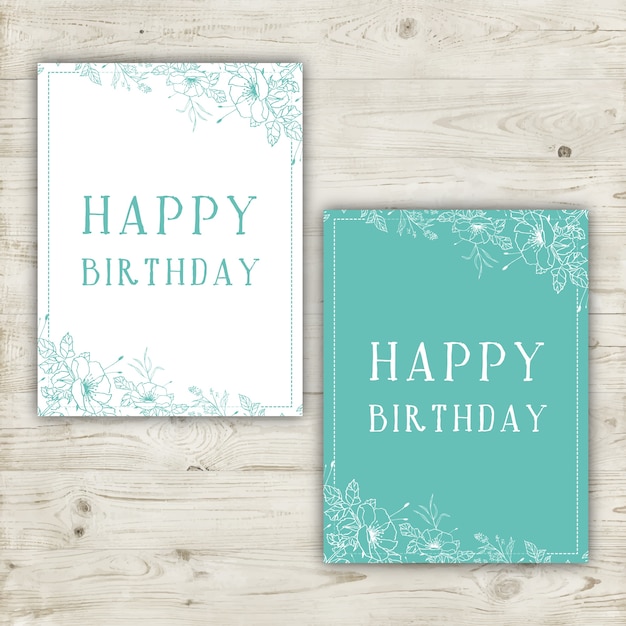 Vector gratuito dos tarjetas de cumpleaños florales dibujadas a mano