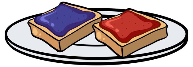 Dos tostadas con mermelada en el plato.