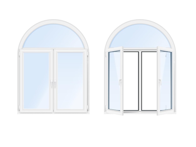 Vector gratuito dos ventanas de arco aisladas y realistas.