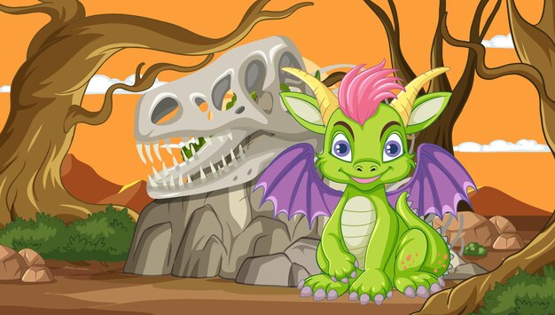 El dragón amistoso en una tierra mística