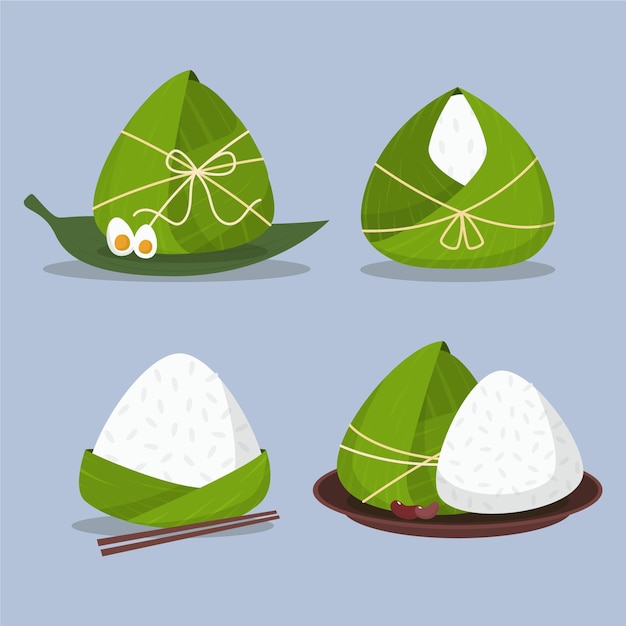 Vector gratuito dragon boat colección zongzi