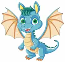 Vector gratuito el dragón de dibujos animados azul feliz sonriendo