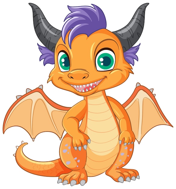 Vector gratuito dragón de dibujos animados naranja feliz sonriendo