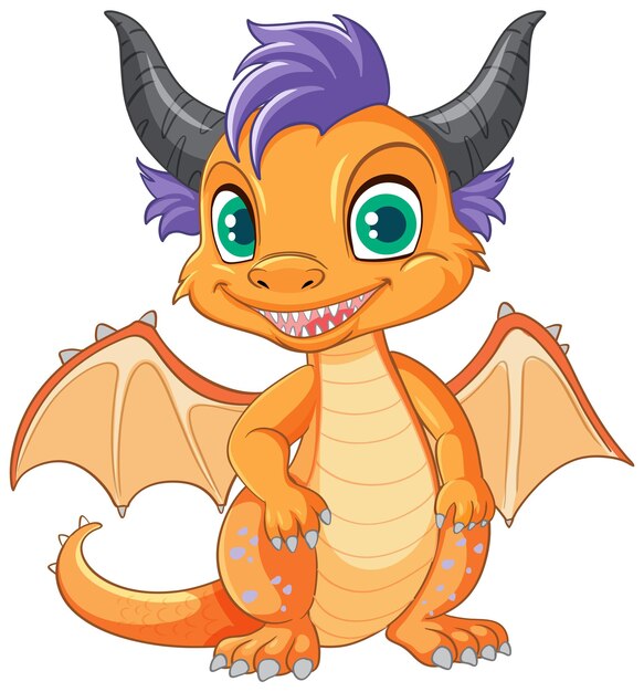 Dragón de dibujos animados naranja feliz sonriendo