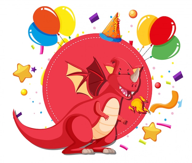 Vector gratuito un dragón en plantilla de fiesta