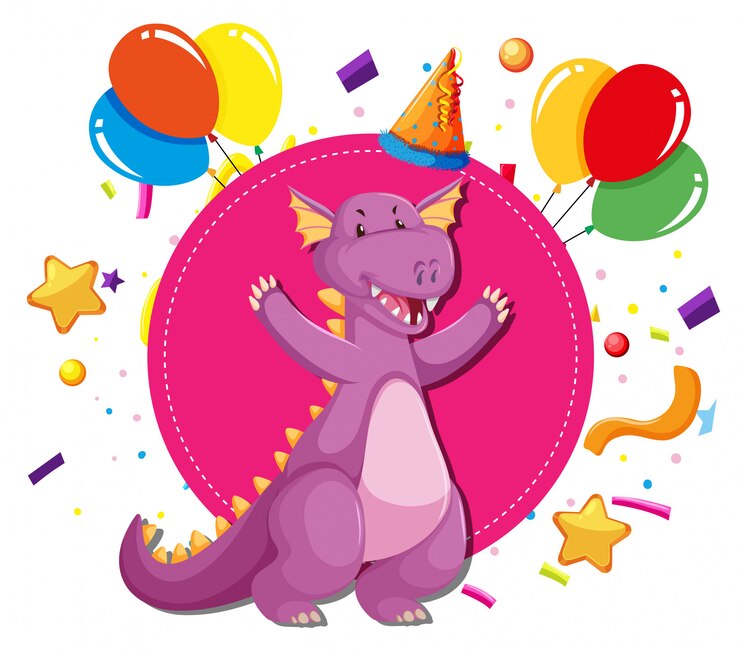 Vector gratuito un dragón en plantilla de fiesta