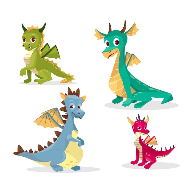 Vector gratuito dragones de dibujos animados para niños o niños