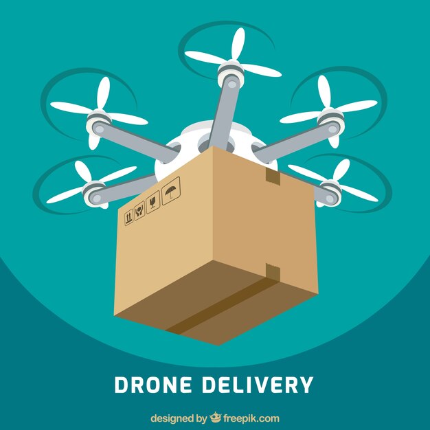 Drone de reparto con gran caja de cartón