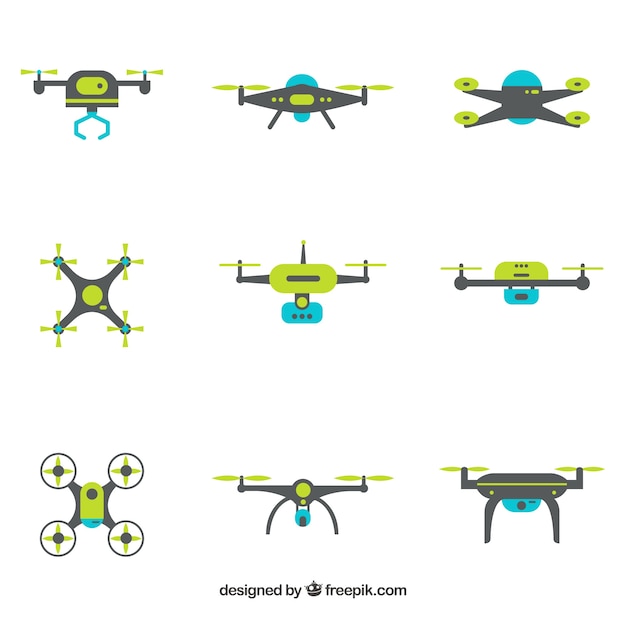 Drones modernos con diseño plano