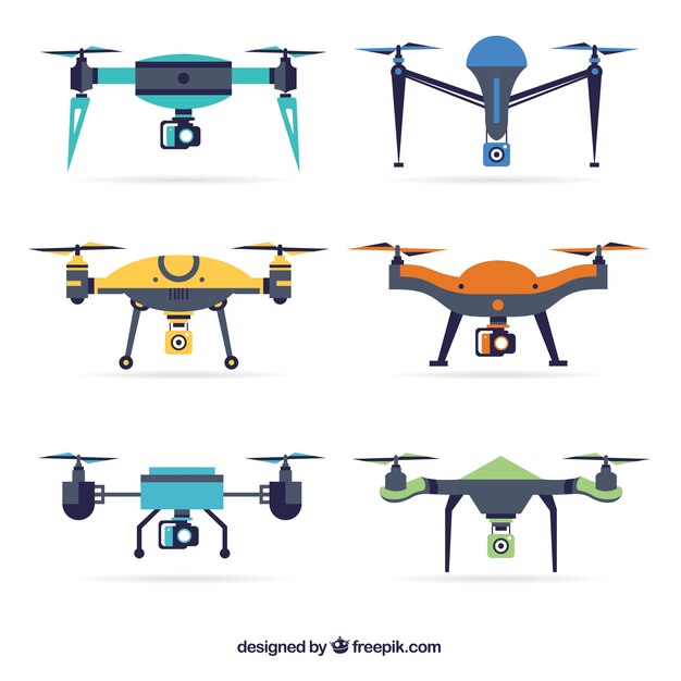Drones modernos con diseño plano