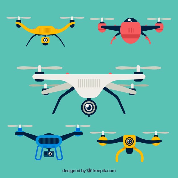 Drones modernos con estilo colorido