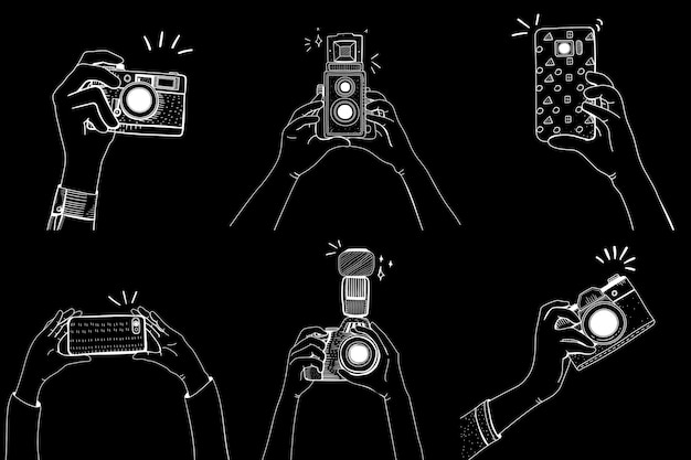 dslr analógico teléfono móvil icono mixto