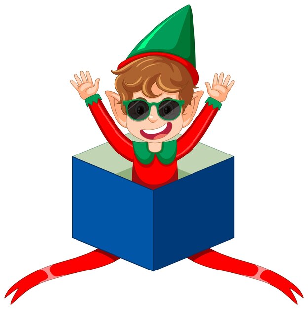 duende navideño en la caja
