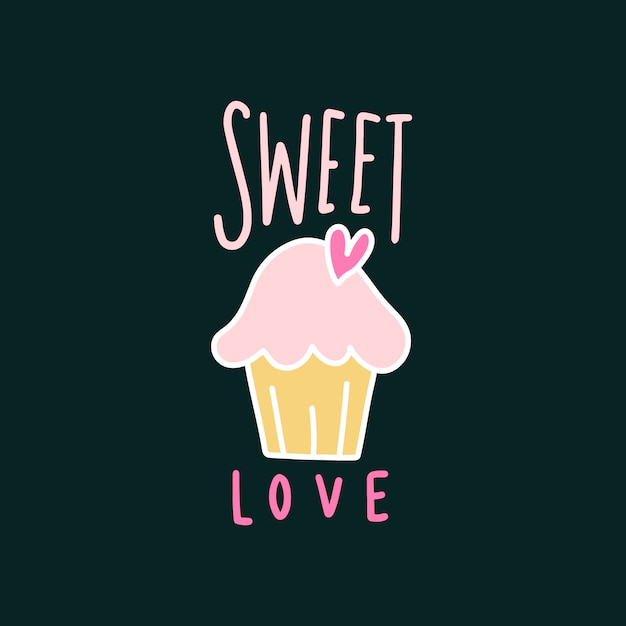 Vector gratuito dulce amor lindo vector de cupcake