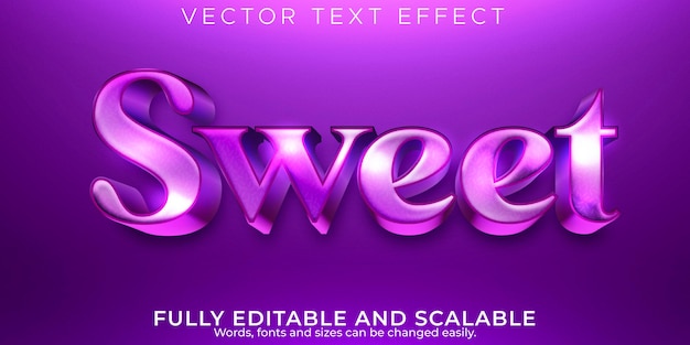 Dulce efecto de texto editable, estilo de texto suave y morado