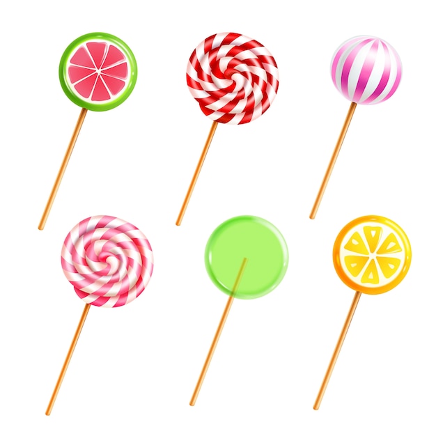 Vector gratuito dulces lollipops dulces set