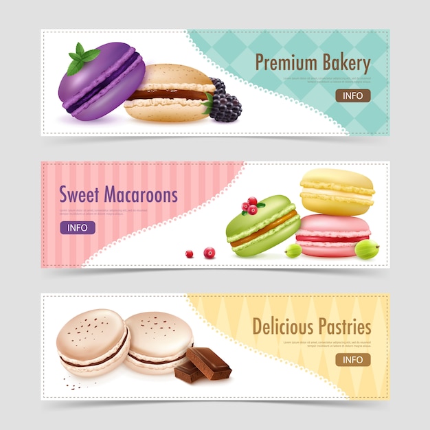 Vector gratuito dulces pancartas de pastelería ratafee