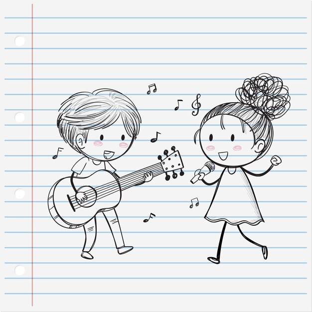 Un dúo musical actuando con alegría