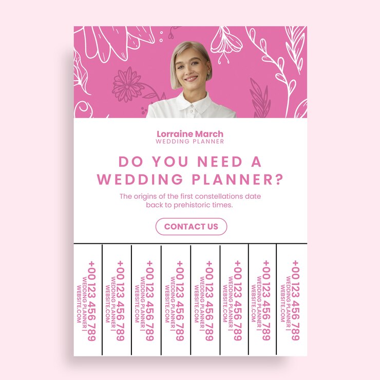 Vector gratuito duotone floral lorraine marcha planificador de bodas desgarrar la plantilla del volante