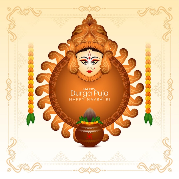 Vector gratuito durga puja y la diosa happy navratri adoran los antecedentes del festival cultural