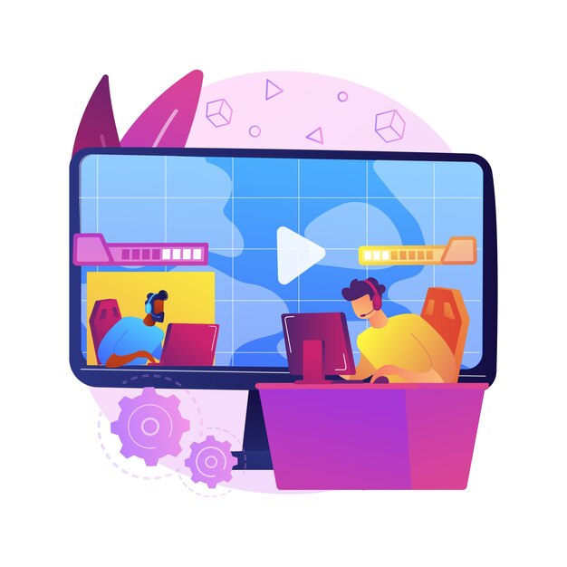 E-sport juego streaming ilustración del concepto abstracto. Esport show de juegos en vivo, negocios de transmisión en línea, soluciones para la grabación de juegos competitivos, entretenimiento global.