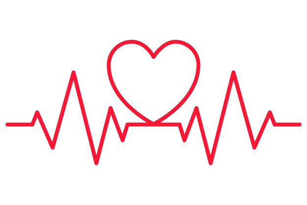 Ecg latido del corazón y línea del corazón