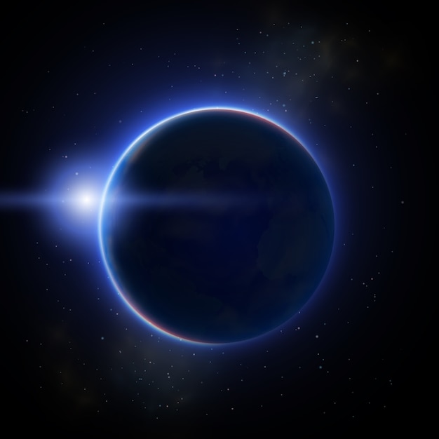 Eclipse de luna brillante en una ilustración plana y oscura