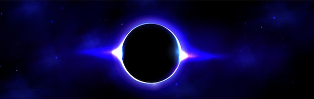 Eclipse de sol y luna de color púrpura brillante en un fondo oscuro