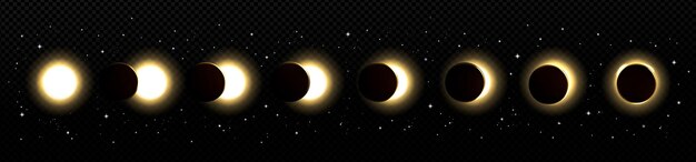 Eclipse solar en diferentes fases