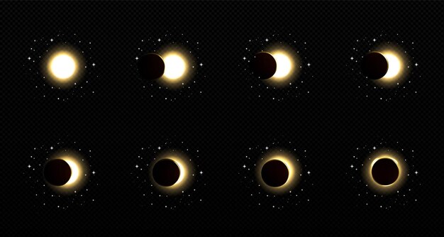 Eclipse solar o lunar sobre fondo transparente.