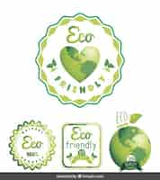 Vector gratuito ecología insignias verdes