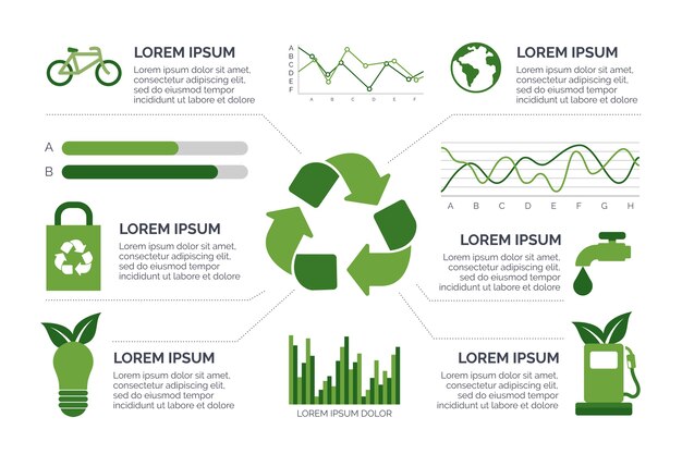 Ecología plana infografía con colores retro.
