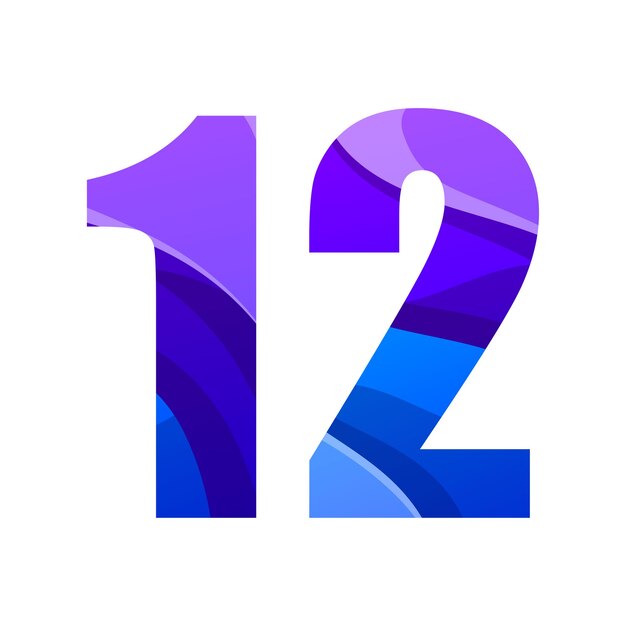 Edición de degradado de aniversario número 12 de vector