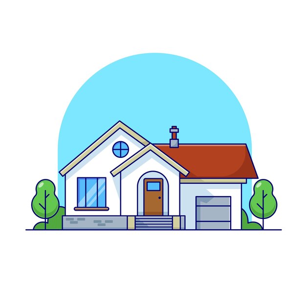 Edificio de la casa Edificio de dibujos animados Icono vectorial Ilustración Edificio y Icono de punto de referencia Apartamento aislado
