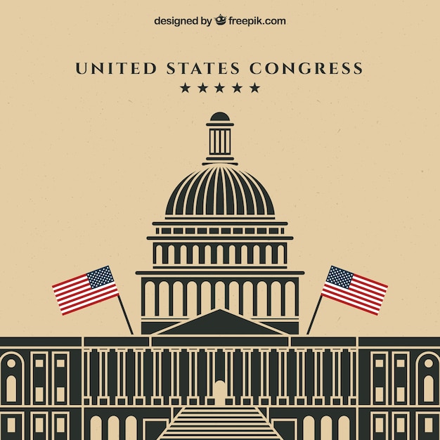 Edificio del congreso de estados unidos con diseño plano