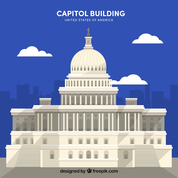 Edificio del congreso de estados unidos con diseño plano